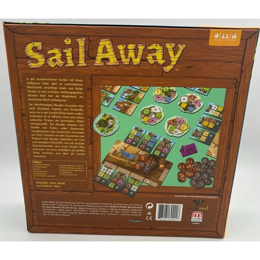 Sail Away Board‎ Game Marc Andre Mattel Games 2016 Never Played - Picture 12 of 12
